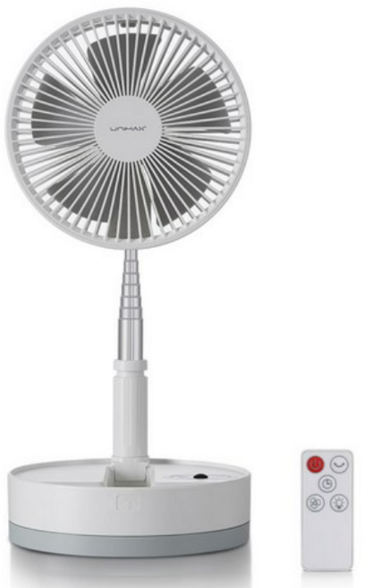 유니맥스 무선 휴대용 접이식 리모컨 선풍기, UMF-R108W, 화이트