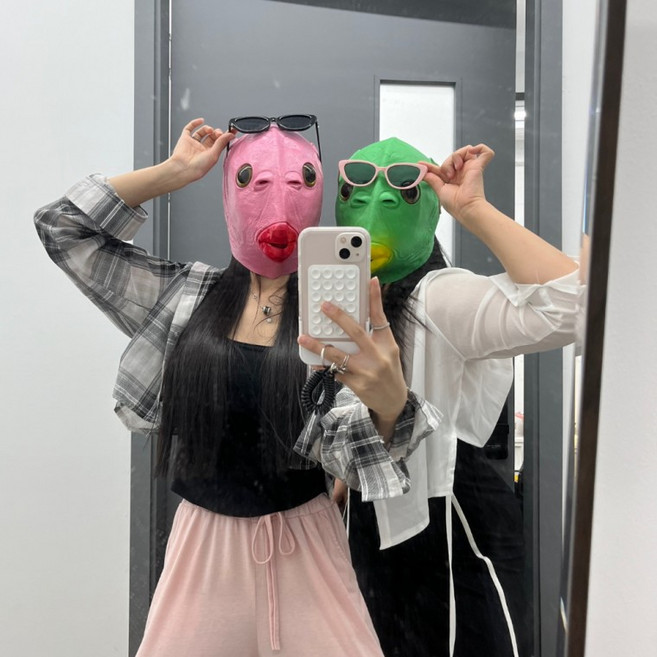 핑크 물고기 얼굴 가면, 1개, 상세페이지 참조