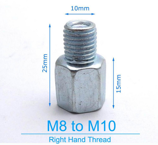 10mm 실버 블랙 어댑터 변경 나사 오른쪽 M8 미러 8mm 왼쪽 오토바이 스쿠터 모터 M10, Silver Type 7, 07 Silver Type 7