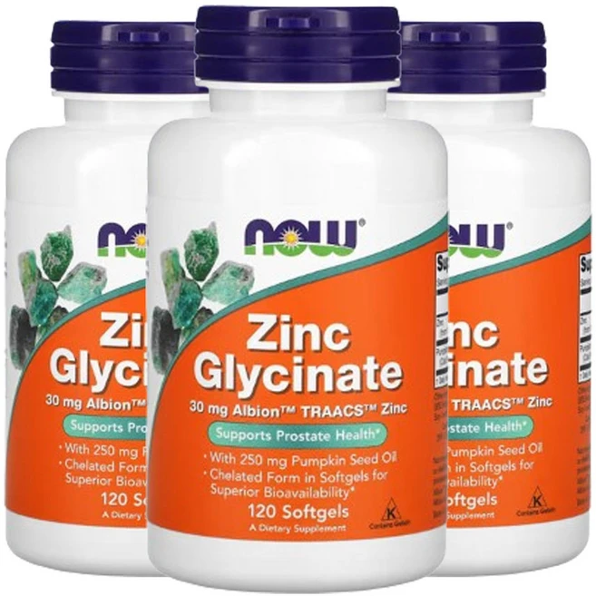 나우푸드 징크 글리시네이트 120소프트젤, 120정, 3개 - 쿠팡