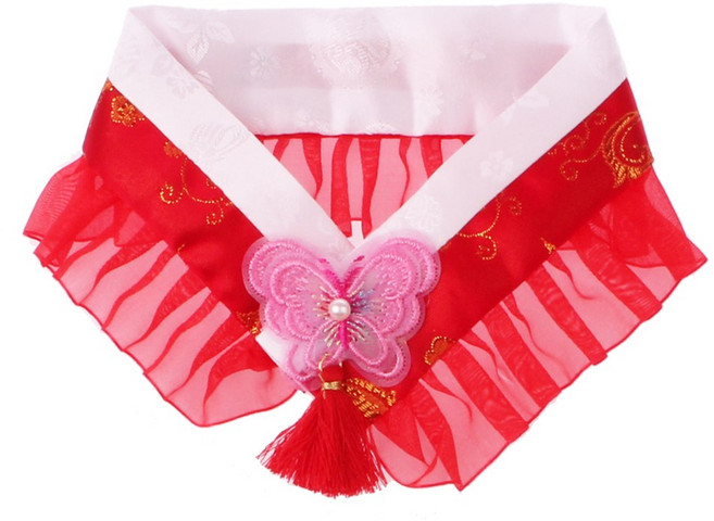 하니펫 반려동물 귀요미스카프 금사 한복 레이스, 1개, 레드