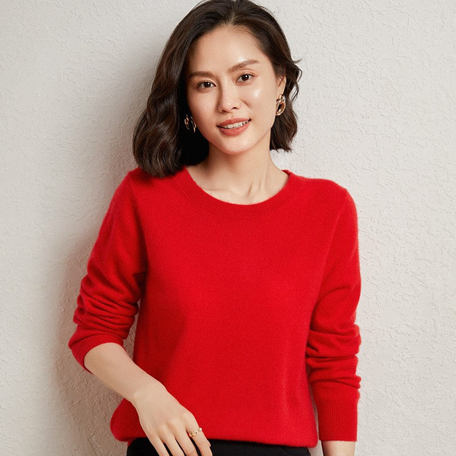 더반디 여성 베이직 긴팔 라운드 니트