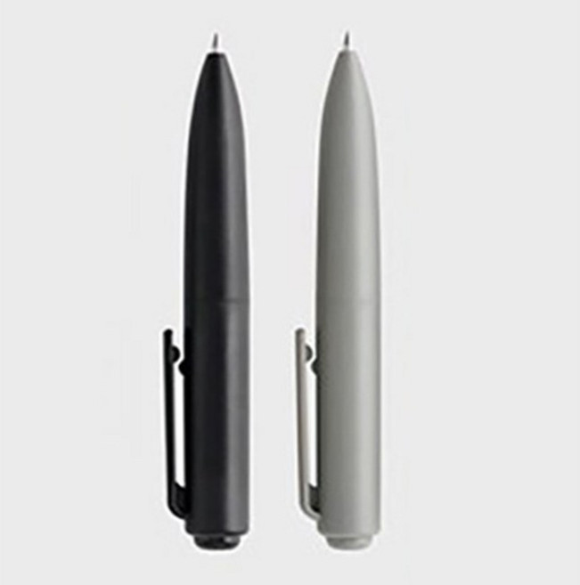 무인양품 무지 노크식 컴팩트 펜, 2색 set (검정 그레이)