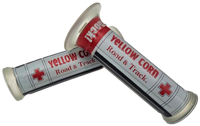 오토바이 핸들 그립 옐로우콘 범용 호환 미끄럼방지, 1세트, 화이트