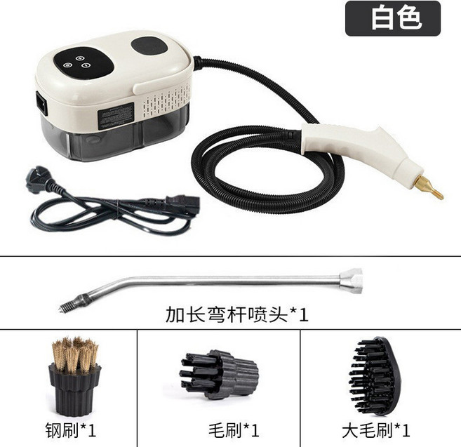 高壓高溫蒸汽清潔機 110V 220V 家用消毒清潔, 白色 觸屏款 1000ml【基礎套裝】,美規 110V