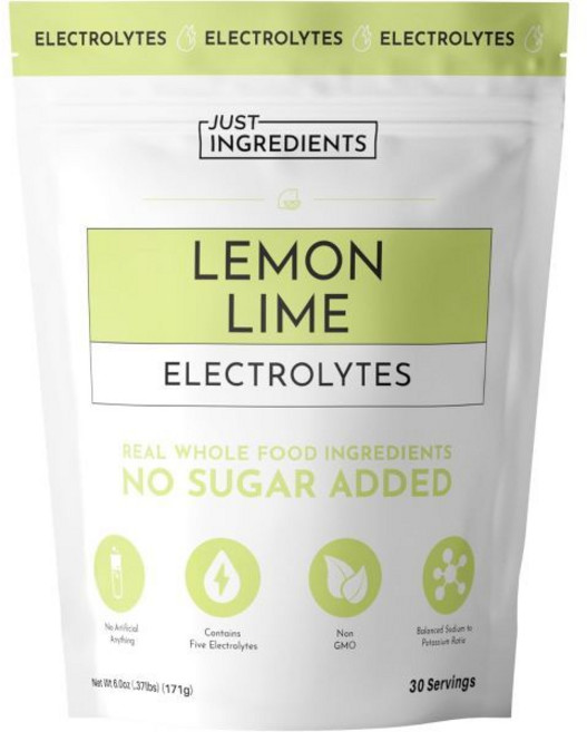 Lemon Lime Electrolytes – 30‑Serving Hydration Drink Mix with Coconut Water Sea Salt and Trace M, 30 Servings