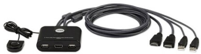ATEN CS22HF 2포트 USB FHD HDMI 케이블 KVM 스위치, 1개