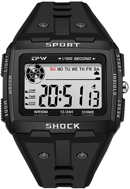 Labtimes 레트로 스마트 대형디스플레이 스포츠 전자 스포츠 우레탄밴드 손목시계