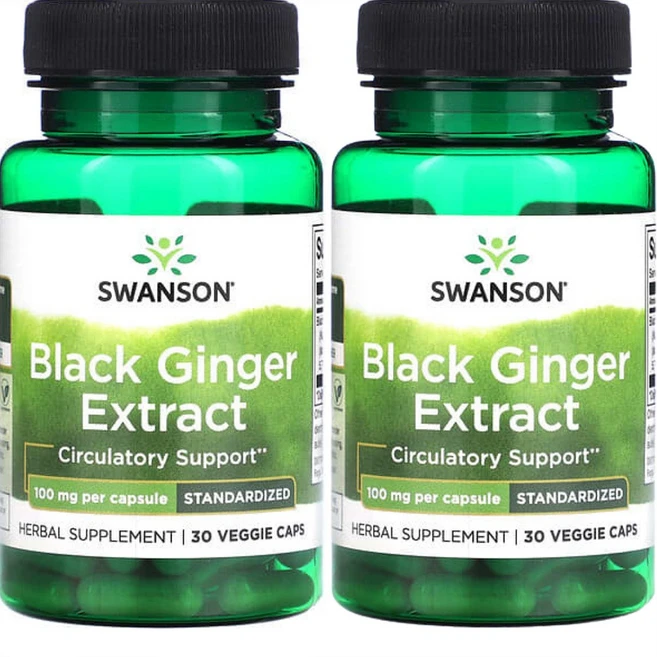 Swanson Black Ginger Extract 스완슨 블랙 진저 추출물 100mg 30베지캡슐 2팩, 2개, 30정 - 쿠팡