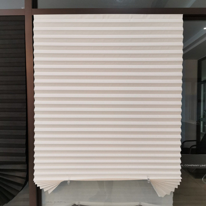 百葉窗 窗簾 遮陽簾 自粘百褶簾 臥室家用隱私簾 簡易免打孔遮光簾 透氣窗 半遮光窗簾 廚房窗簾, 全遮光-白色,60cm寬*149cm（高100CM以內