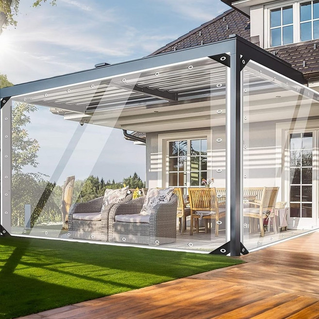 투명 방수포 대형 두꺼운 pvc 바람막이 방풍비닐 방수 비닐 천막 커튼 테라스 베란다 옥상 마당 차량 캠핑 이사 천막 바닥 보호 커버 고투명 PVC 발코니 장마철 방수 천