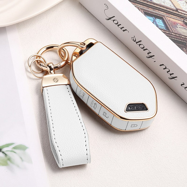 HAKO 소프트2.0 가죽TPU 차키케이스+키홀더 (4버튼), K-10 (4버튼), 화이트