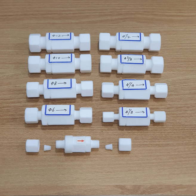 PTFE 테프론 유니온 체크밸브 어댑터 [파이프 아답터 풋밸브 checkvalve 역류방지 테플론 teflon 피팅], PCV-03, 1개