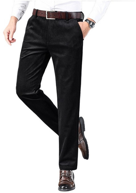 중년 성공남자 가울 겨울 직장 생활 스판 일자 캐주얼 슬림 구김없는 편안한 골덴 바지 남성