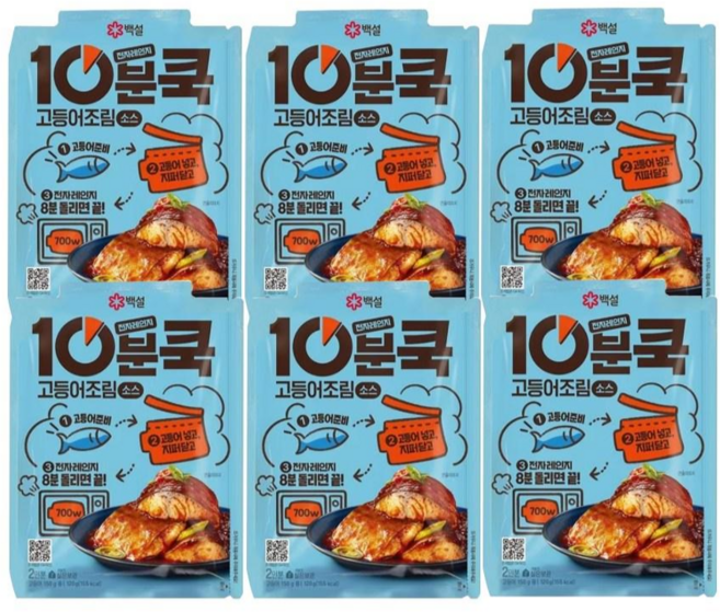 백설 10분쿡 고등어조림 소스, 120g, 6개