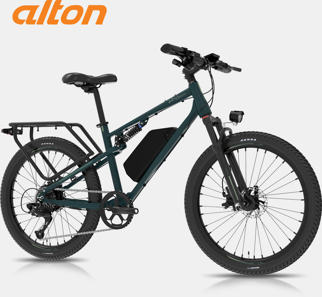 2025 알톤 전기자전거 알마타 27.5FS 48V 500W 15Ah 삼성셀 풀샥 27.5인치 시마노 8단 유압디스크, 매트카키블랙