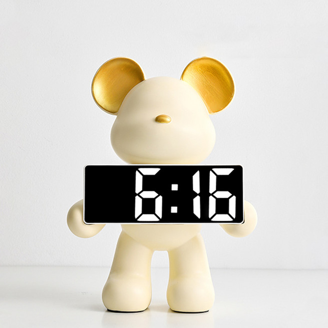 플랜와이 탁상시계 곰돌이 오브제 T25, 베이지