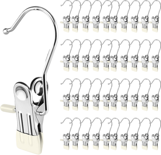 Mirsh 논슬립 코팅 바지걸이 집게, 40개, 베이지