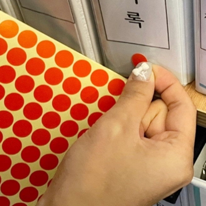 13MM빨간스티커 동그라미식별종이 파일문서정리확인 캘린더꾸밈 학교여행인원관리 15장