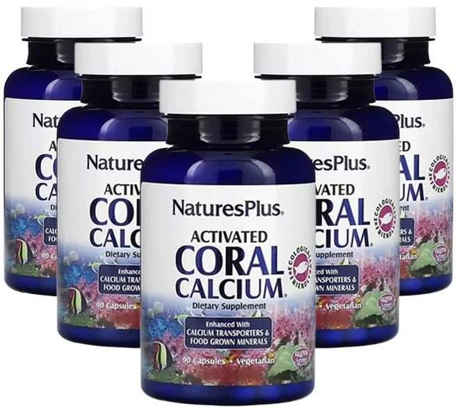 네이처스플러스 활성화된 산호 칼슘 90캡슐, 5개 - 쿠팡