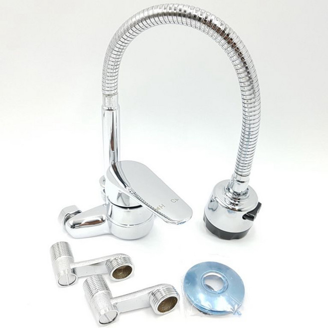 주방 수전 코브라 씽크대 수도 꼭지 수전 벽부착, 1개