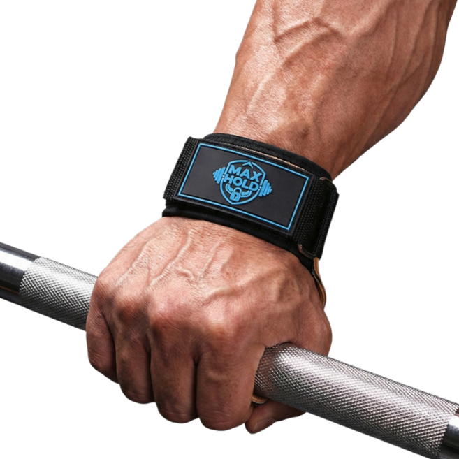 맥스홀드 소가죽 헬스 그립 스트랩, 1세트, 블랙,브라운