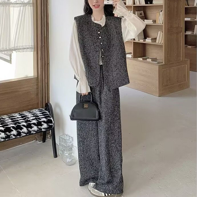 여성투피스 여성세트 여성조끼 + 와이드팬츠 자켓 여성바지 ZBW25122121 60