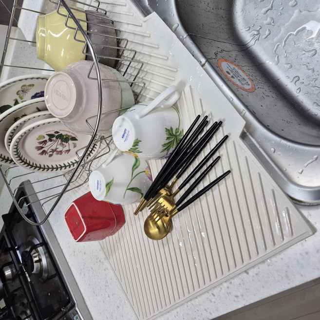 코지톡 주방 물빠짐 드라잉매트 식기건조매트 트레이, 1개, 대형 화이트, 1단