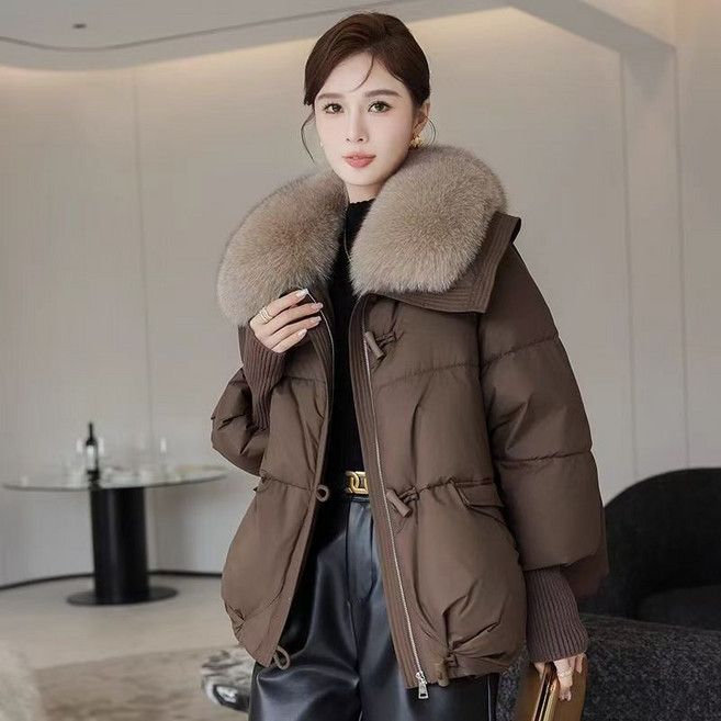 SAHINER 겨울 여성 하이넥 퍼카라 웰론 경량 루즈핏 숏패딩 점퍼 AYRF24
