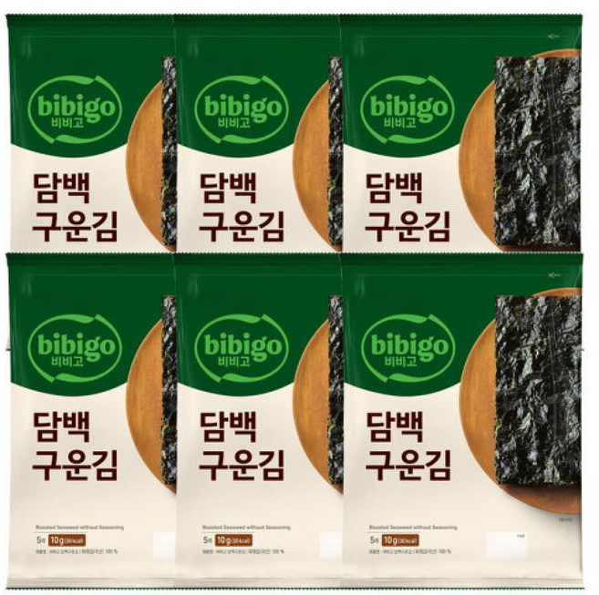 비비고 담백구운김, 4개, 6개
