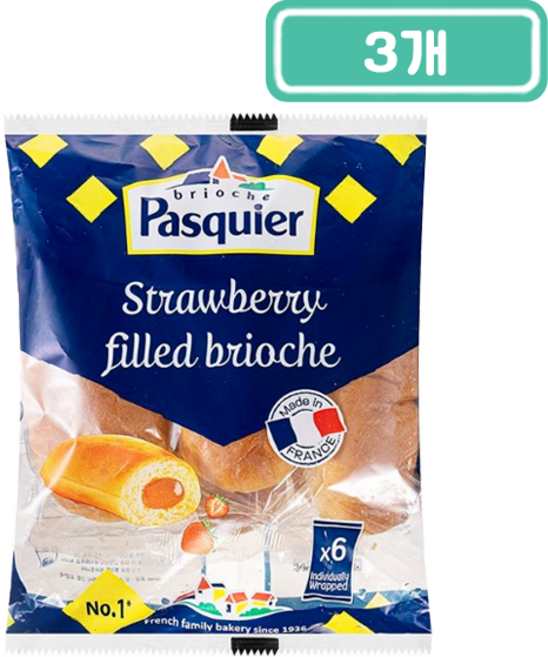 파스키에 딸기필링 브리오슈, 3개, 225g