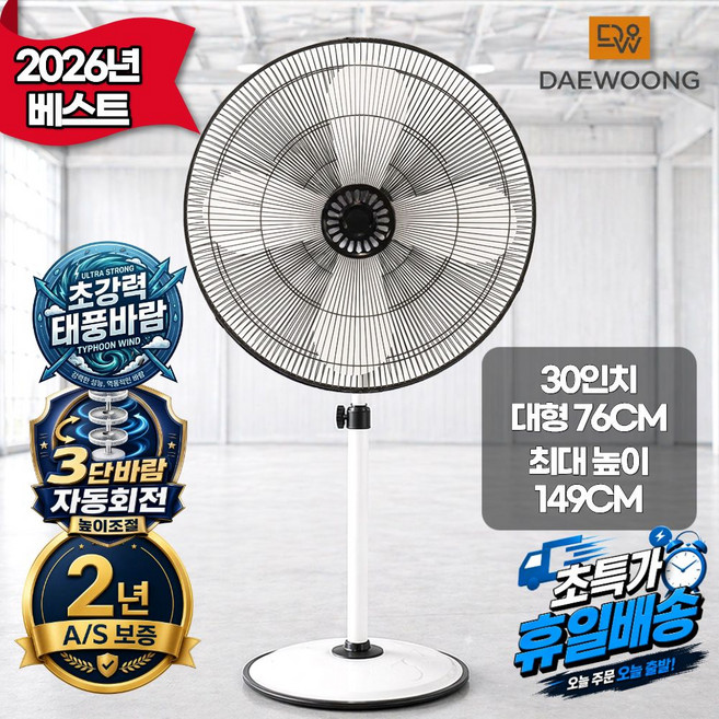 [2026년 신제품] 대웅 24/30인치 공업용 업소용 대형 선풍기, 30인치(DWIF-D30S)