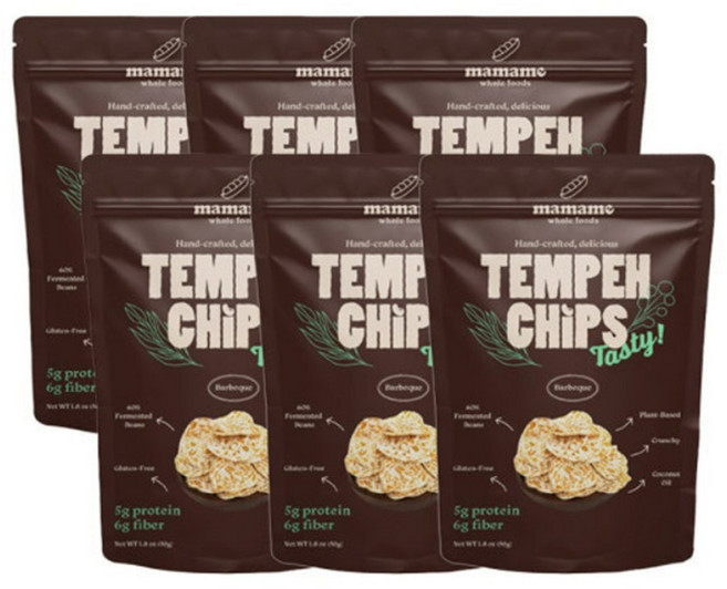 마마메 템페 칩스 바베큐, 50g, 6개