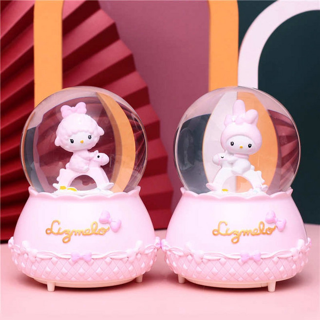벚꽃스노우볼 오르골 인테리어 무드등 단일 트리 대형 핑크 크리스마스 눈송이 산타 USB, 50 버건디와인