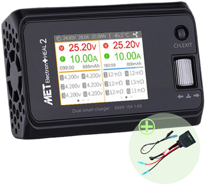 MET 일렉트론 힐2 배터리 복구 충전기 셀 밸런싱 만능 배터리충전기 + 디월트 충전전용단자 세트, 1개