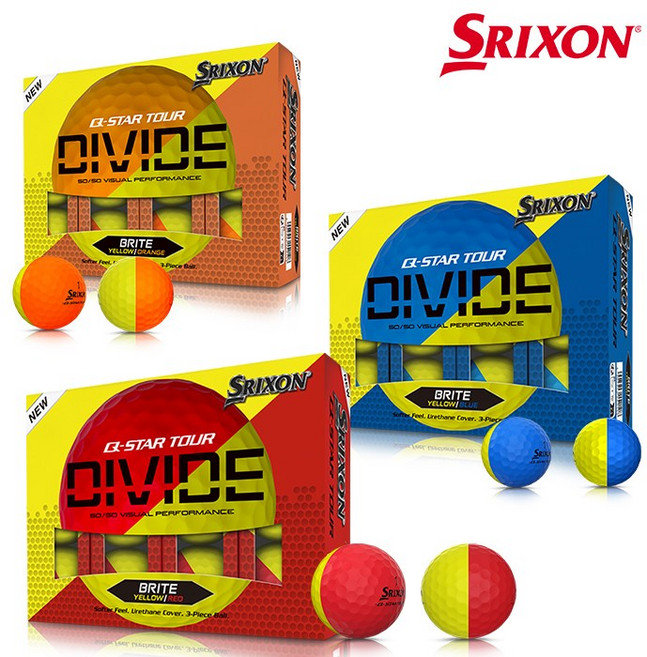 스릭슨 Q-STAR DIVIDE 큐스타 디바이드 골프공 던롭스포츠코리아 정품, 옐로우 오렌지, 1개, 12개입