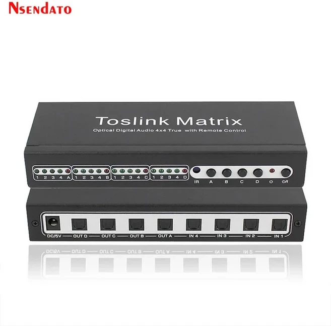 Toslink Spdif 오디오 매트릭스 스위치 스플리터 4x4 디지털 광 변환기 섬유 선택기, 01 검정색, 03 UK Plug