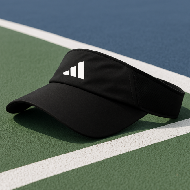아디다스 썬캡 바이저 모자 기능성 테니스 런닝 등산 캡 골프 자외선 햇빛차단, 블랙, 1개