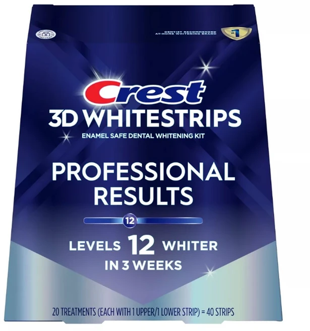 크레스트 3D 치아미백 키트 프로페셔널 화이트닝 치아미백 레벨12 스트립40개, 1박스, 300g - 쿠팡
