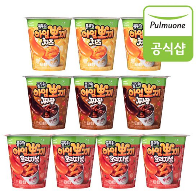 풀무원 아임뽀끼 3종 10봉 혼합구성, 짜짱3+오리4+치즈3, 개당 중량