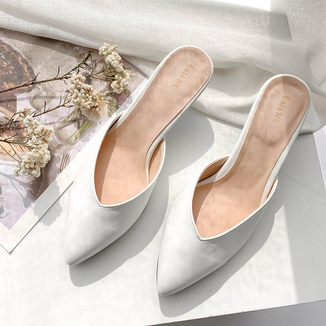 국내생산 빅사이즈 발편한 브이 라인 뮬 블로퍼 5cm 여성구두