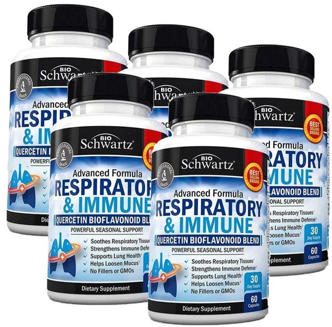 바이오슈왈츠 레스퍼레토리 이뮨 퀘르세틴 바이오플라보노이드 블렌드 캡슐 BioSchwartz Respiratory & Immune, 5개, 60정 - 쿠팡
