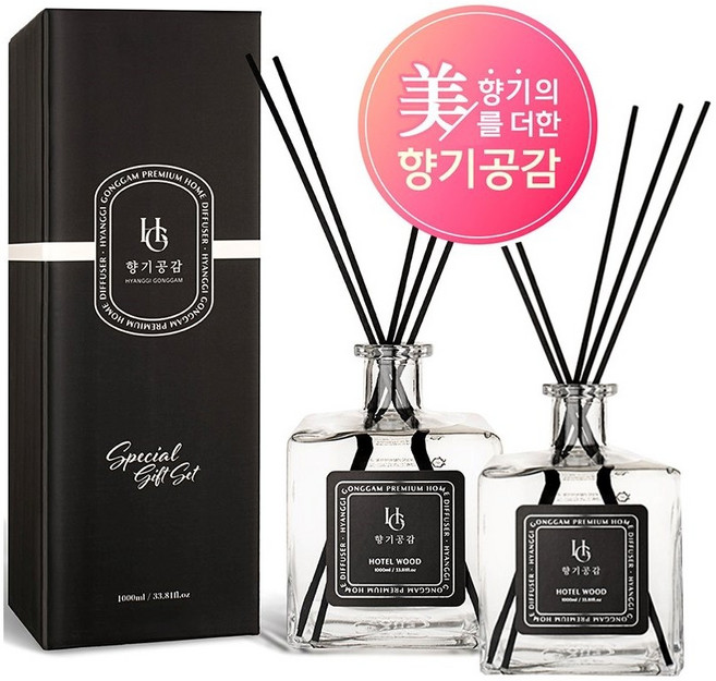 향기공감 프리미엄 홈 특대용량 디퓨저 선물세트, 2개, 1L, 블랙체리