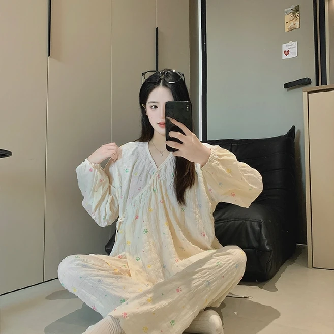 雲朵棉孕婦產婦和服款睡衣家居服套裝, L4303