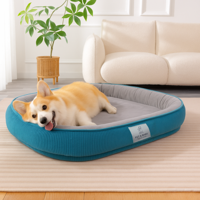 런레이더 미끄러움방지 반려동물 꿀잠 방석, 1개, 블루