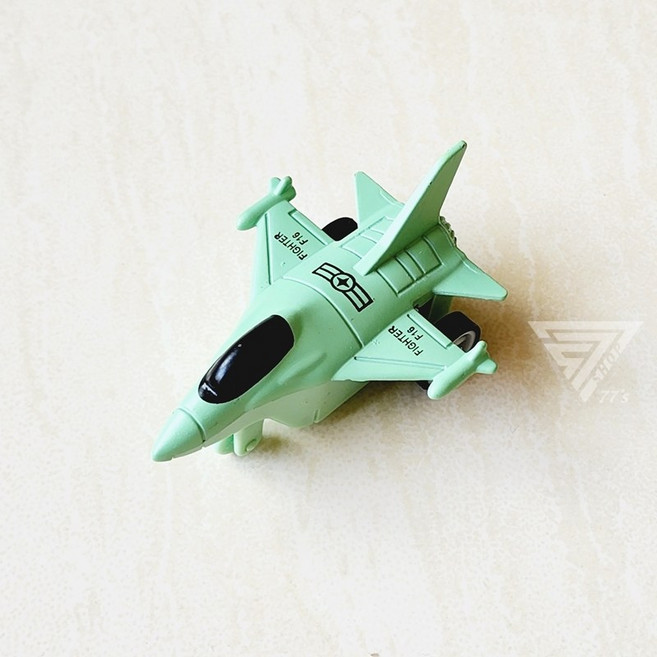 F-16 合金 回力 戰鬥機模型 玩具飛機 兒童, 綠色, 1個