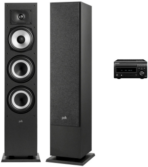 데논 RCD-M41 + 폴크오디오 Monitor XT60 블루투스네트워크 오디오, 실버, 블랙