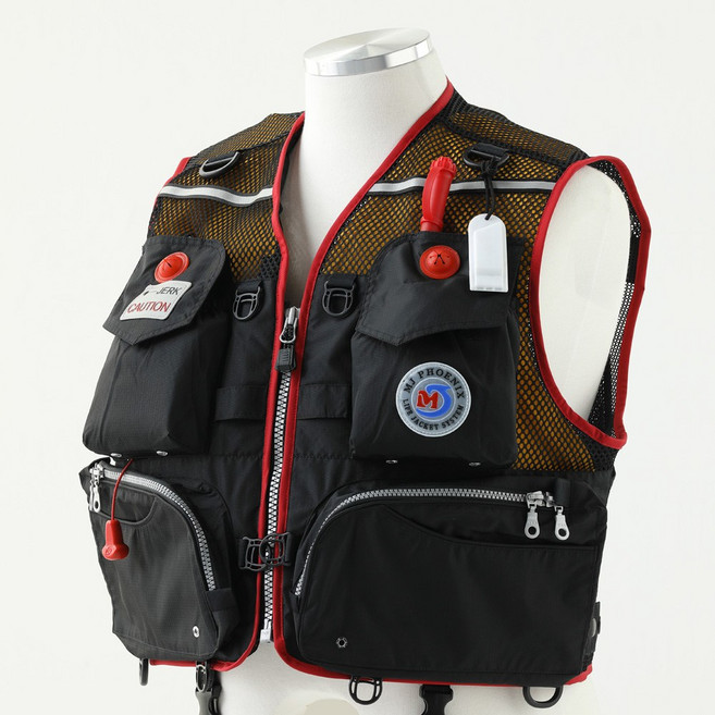 엠제이피닉스 자동팽창 멀티구명조끼 MJP-10012 자동팽창 낚시조끼 낚시구명복 도시어부 낚시조끼 KC인증, XL