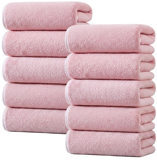 Ahomeone 수건 흡수 항균 수건 보풀방지 부드러운 호텔 타올, 핑크, 5개