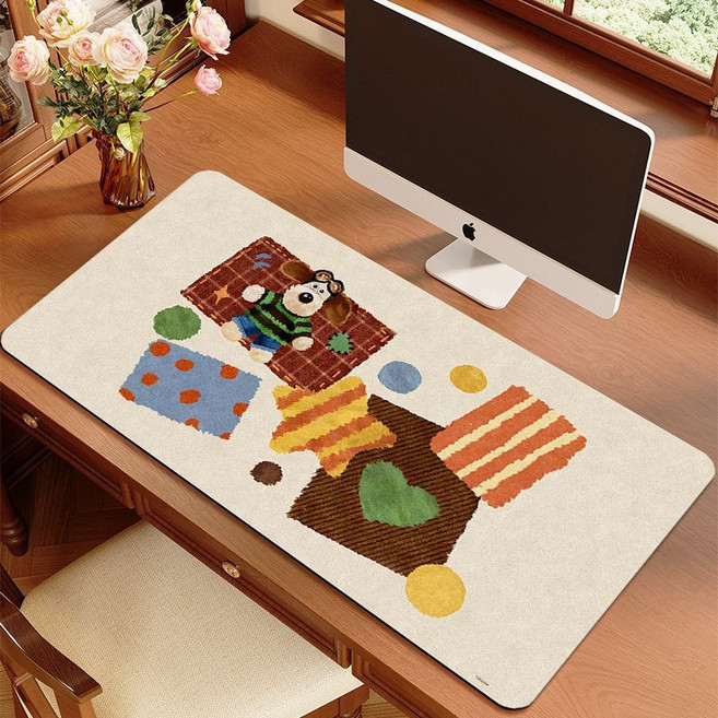 LWWYAREA 美式風防刮耐磨大尺寸電腦鍵盤墊 隔熱書桌軟墊, 40X80cm